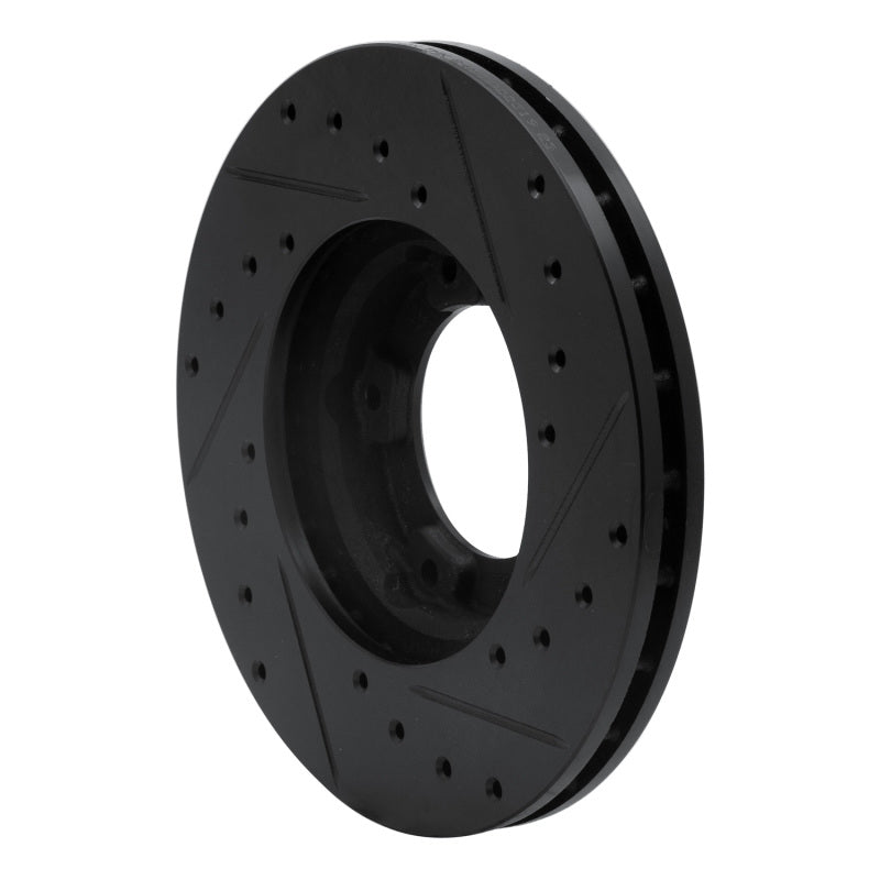 R1 85-92 Toyota Pickup Front Left Drilled & Slotted Black Brake Rotor-Brake Rotors - Slot & Drilled-Grocery Getter Performance