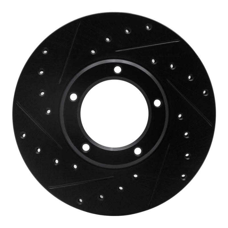 R1 85-92 Toyota Pickup Front Left Drilled & Slotted Black Brake Rotor-Brake Rotors - Slot & Drilled-Grocery Getter Performance