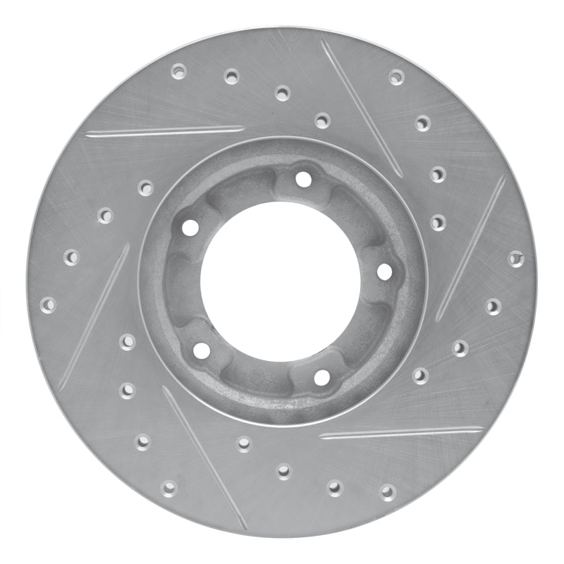 R1 85-92 Toyota Pickup Front Left Drilled & Slotted Silver Brake Rotor-Brake Rotors - Slot & Drilled-Grocery Getter Performance
