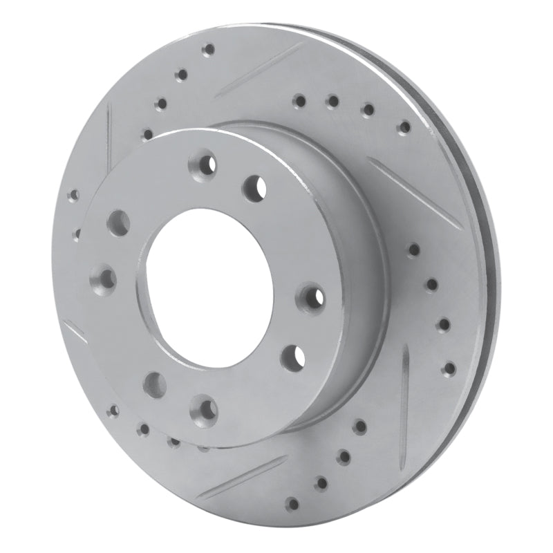 R1 86-88 Mazda RX-7 Front Left Drilled & Slotted Silver Brake Rotor-Brake Rotors - Slot & Drilled-Grocery Getter Performance