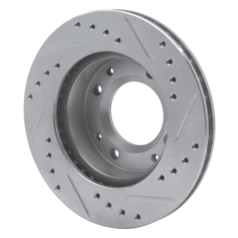 R1 86-88 Mazda RX-7 Front Left Drilled & Slotted Silver Brake Rotor-Brake Rotors - Slot & Drilled-Grocery Getter Performance