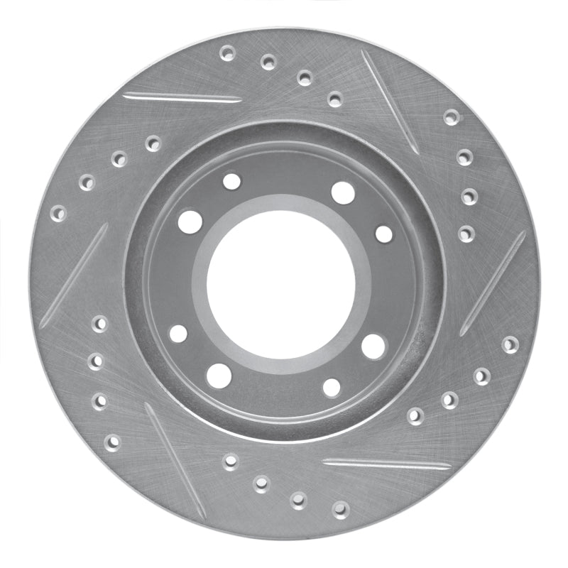 R1 86-88 Mazda RX-7 Front Left Drilled & Slotted Silver Brake Rotor-Brake Rotors - Slot & Drilled-Grocery Getter Performance
