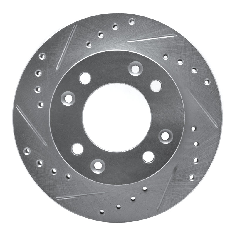 R1 86-88 Mazda RX-7 Front Left Drilled & Slotted Silver Brake Rotor-Brake Rotors - Slot & Drilled-Grocery Getter Performance