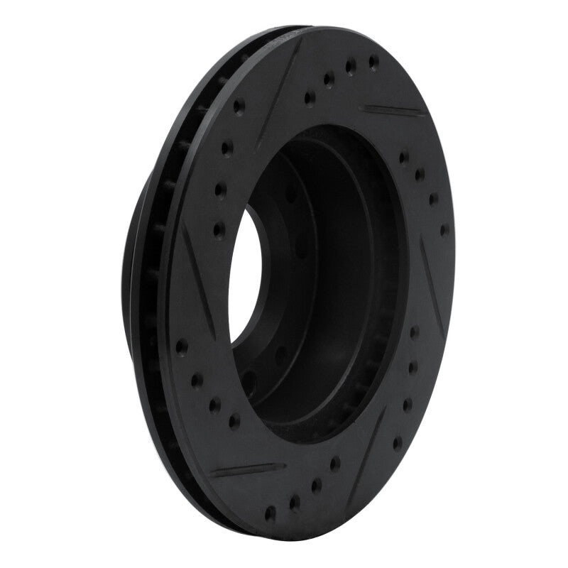 R1 86-88 Mazda RX-7 Front Right Drilled & Slotted Black Brake Rotor-Brake Rotors - Slot & Drilled-Grocery Getter Performance