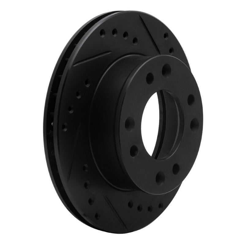 R1 86-88 Mazda RX-7 Front Right Drilled & Slotted Black Brake Rotor-Brake Rotors - Slot & Drilled-Grocery Getter Performance