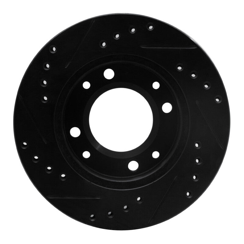 R1 86-88 Mazda RX-7 Front Right Drilled & Slotted Black Brake Rotor-Brake Rotors - Slot & Drilled-Grocery Getter Performance
