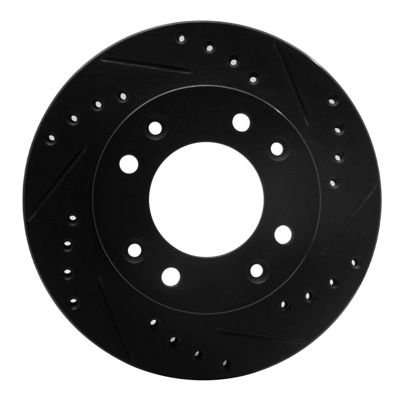 R1 86-88 Mazda RX-7 Front Right Drilled & Slotted Black Brake Rotor-Brake Rotors - Slot & Drilled-Grocery Getter Performance