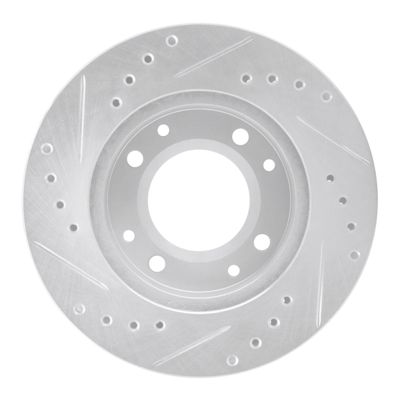R1 86-88 Mazda RX-7 Front Right Drilled & Slotted Silver Brake Rotor-Brake Rotors - Slot & Drilled-Grocery Getter Performance