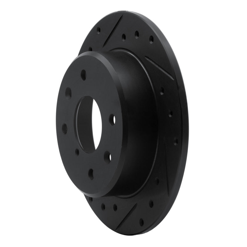 R1 86-88 Mazda RX-7 Rear Left Drilled & Slotted Black Brake Rotor-Brake Rotors - Slot & Drilled-Grocery Getter Performance
