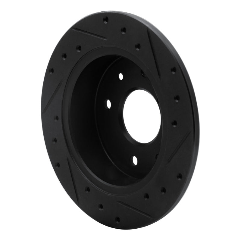 R1 86-88 Mazda RX-7 Rear Left Drilled & Slotted Black Brake Rotor-Brake Rotors - Slot & Drilled-Grocery Getter Performance