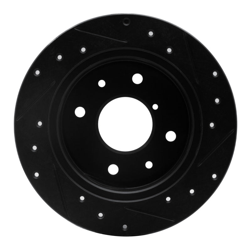 R1 86-88 Mazda RX-7 Rear Left Drilled & Slotted Black Brake Rotor-Brake Rotors - Slot & Drilled-Grocery Getter Performance