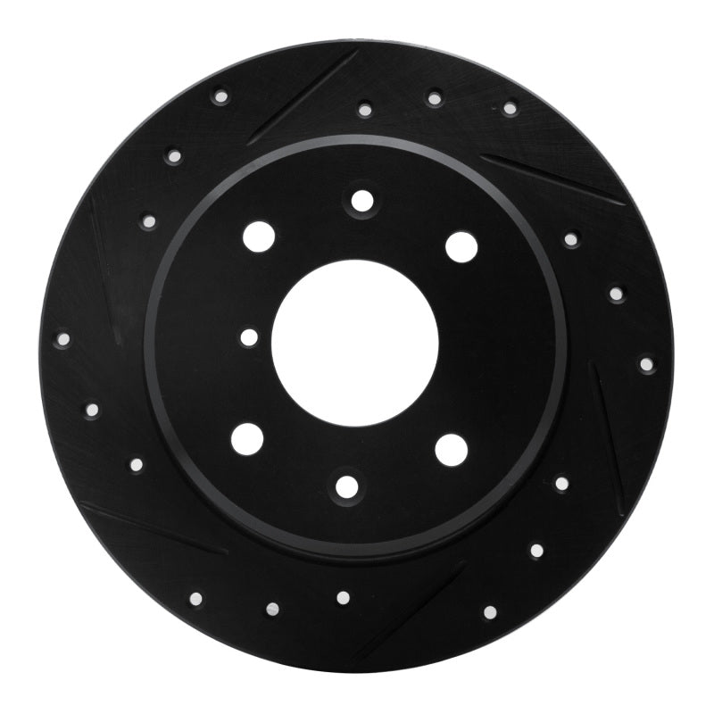 R1 86-88 Mazda RX-7 Rear Left Drilled & Slotted Black Brake Rotor-Brake Rotors - Slot & Drilled-Grocery Getter Performance