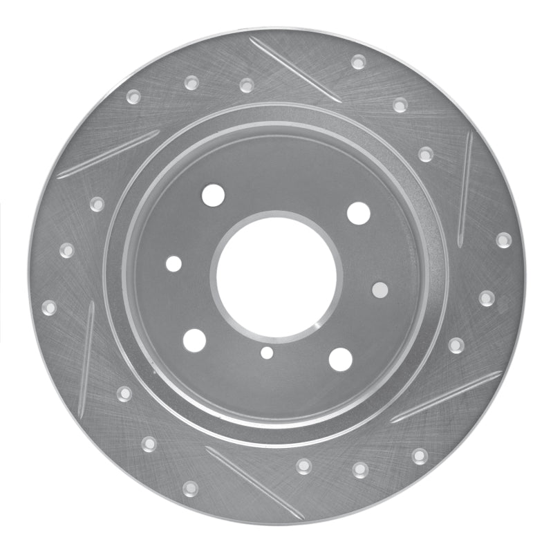 R1 86-88 Mazda RX-7 Rear Left Drilled & Slotted Silver Brake Rotor-Brake Rotors - Slot & Drilled-Grocery Getter Performance