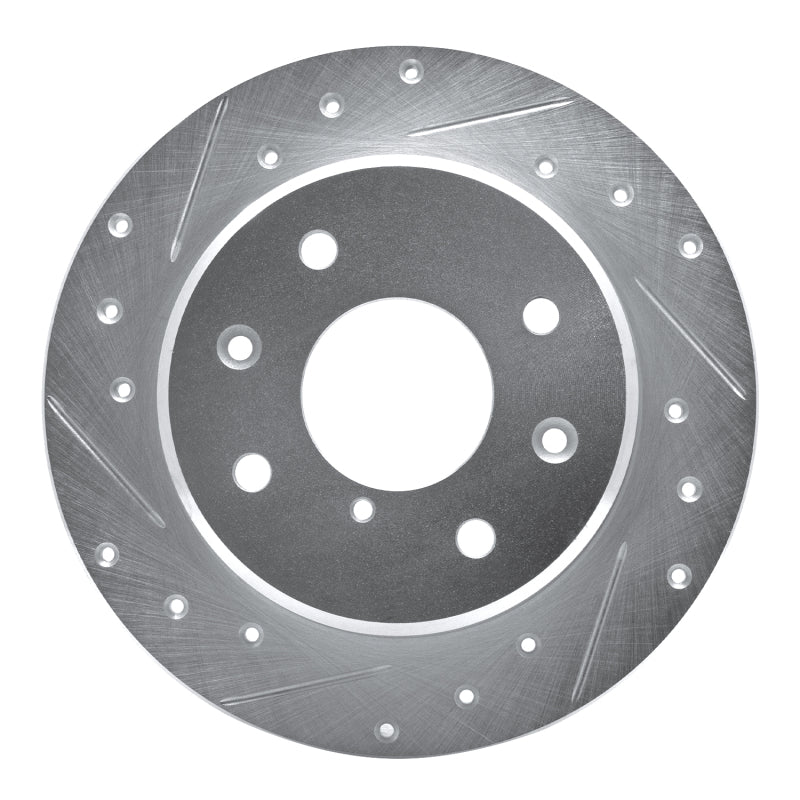 R1 86-88 Mazda RX-7 Rear Left Drilled & Slotted Silver Brake Rotor-Brake Rotors - Slot & Drilled-Grocery Getter Performance