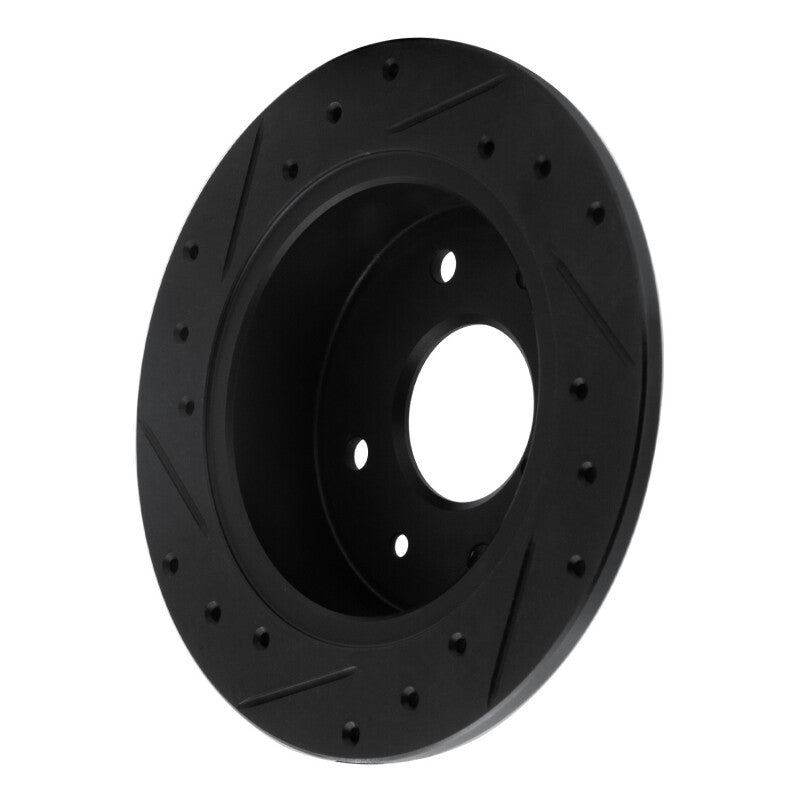R1 86-88 Mazda RX-7 Rear Right Drilled & Slotted Black Brake Rotor-Brake Rotors - Slot & Drilled-Grocery Getter Performance