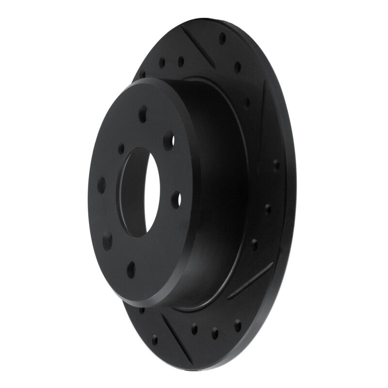 R1 86-88 Mazda RX-7 Rear Right Drilled & Slotted Black Brake Rotor-Brake Rotors - Slot & Drilled-Grocery Getter Performance