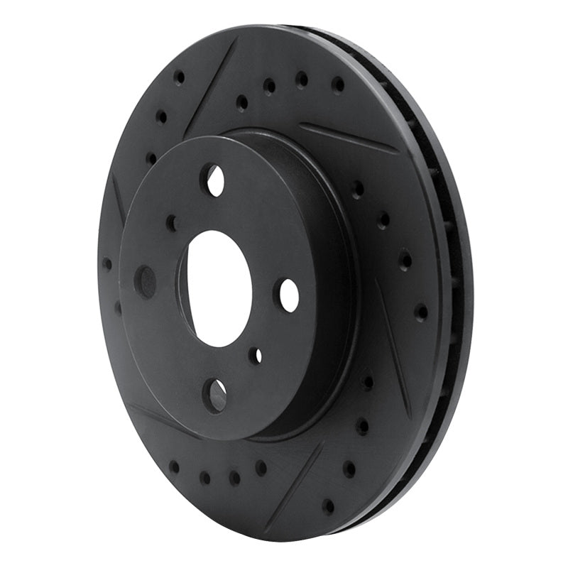 R1 86-89 Toyota Celica Front Left Drilled & Slotted Black Brake Rotor-Brake Rotors - Slot & Drilled-Grocery Getter Performance