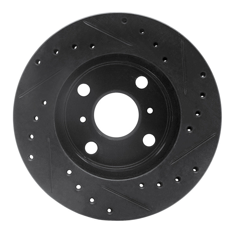 R1 86-89 Toyota Celica Front Left Drilled & Slotted Black Brake Rotor-Brake Rotors - Slot & Drilled-Grocery Getter Performance