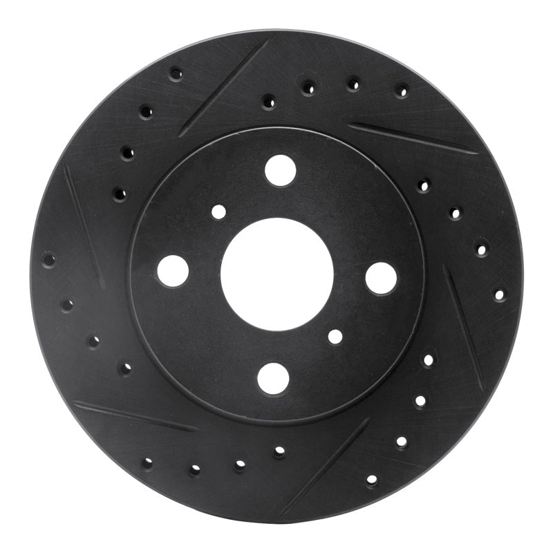 R1 86-89 Toyota Celica Front Left Drilled & Slotted Black Brake Rotor-Brake Rotors - Slot & Drilled-Grocery Getter Performance