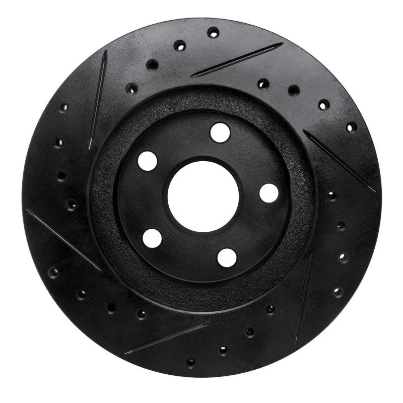 R1 86-89 Toyota Celica Front Right Drilled & Slotted Black Brake Rotor-Brake Rotors - Slot & Drilled-Grocery Getter Performance