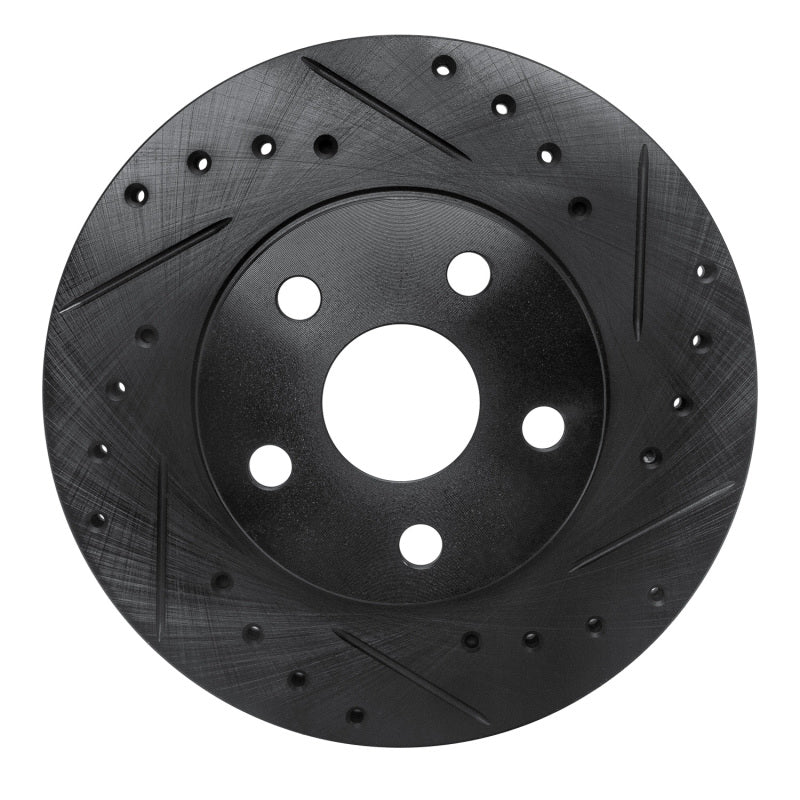 R1 86-89 Toyota Celica Front Right Drilled & Slotted Black Brake Rotor-Brake Rotors - Slot & Drilled-Grocery Getter Performance