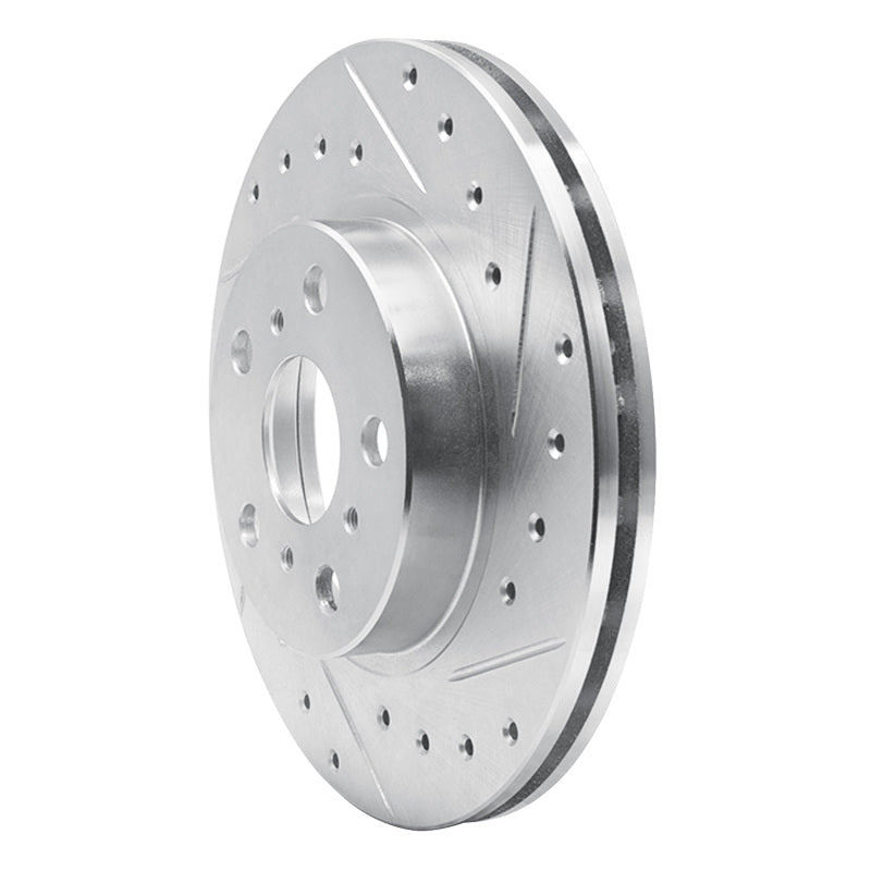 R1 86-89 Toyota Celica Front Right Drilled & Slotted Silver Brake Rotor-Brake Rotors - Slot & Drilled-Grocery Getter Performance