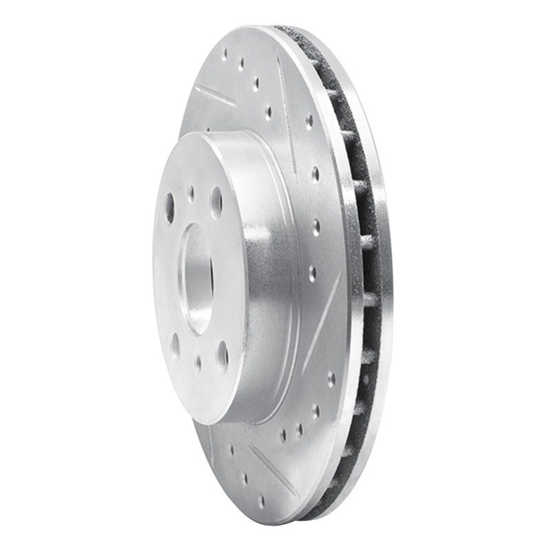 R1 86-89 Toyota Celica Front Right Drilled & Slotted Silver Brake Rotor-Brake Rotors - Slot & Drilled-Grocery Getter Performance