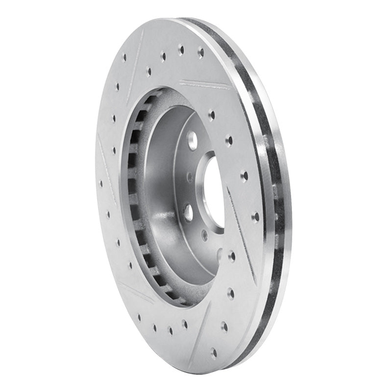 R1 86-89 Toyota Celica Front Right Drilled & Slotted Silver Brake Rotor-Brake Rotors - Slot & Drilled-Grocery Getter Performance