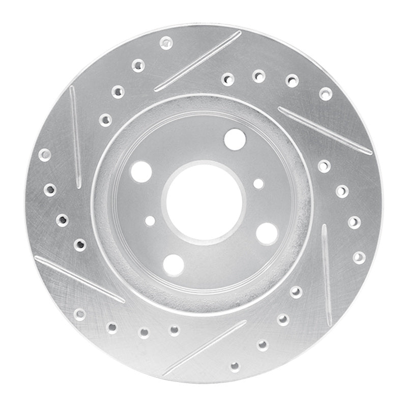 R1 86-89 Toyota Celica Front Right Drilled & Slotted Silver Brake Rotor-Brake Rotors - Slot & Drilled-Grocery Getter Performance