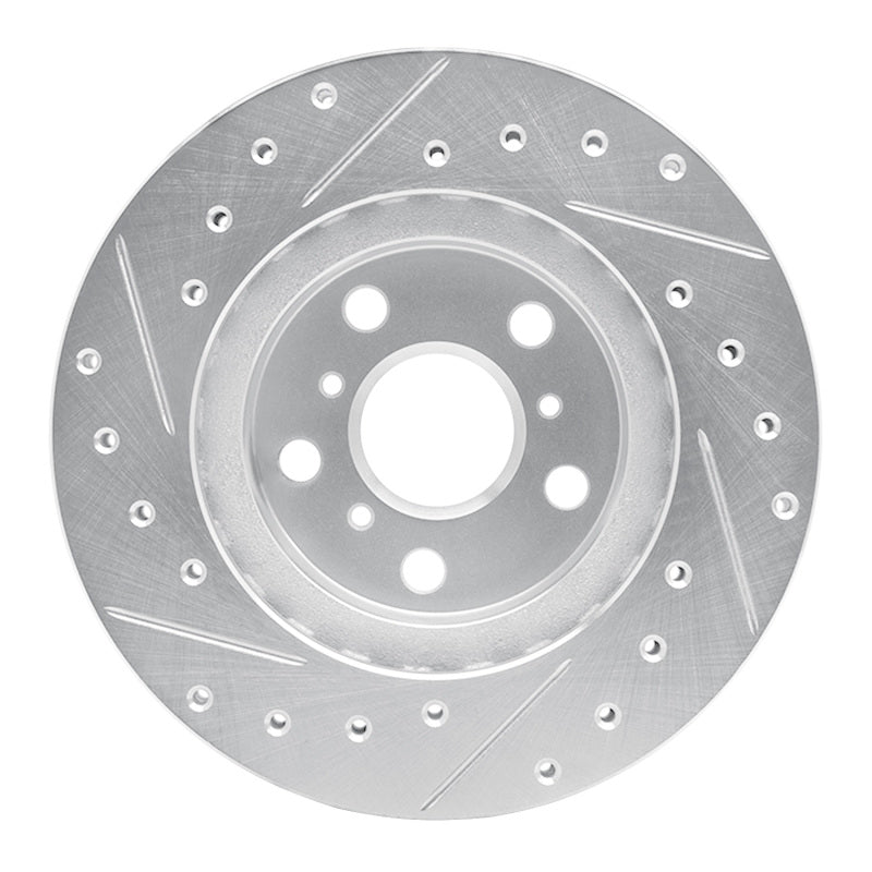 R1 86-89 Toyota Celica Front Right Drilled & Slotted Silver Brake Rotor-Brake Rotors - Slot & Drilled-Grocery Getter Performance