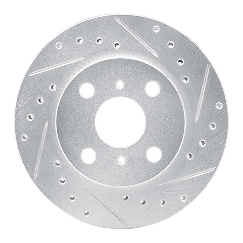 R1 86-89 Toyota Celica Front Right Drilled & Slotted Silver Brake Rotor-Brake Rotors - Slot & Drilled-Grocery Getter Performance