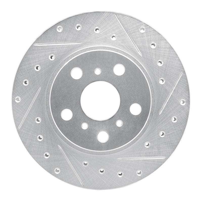 R1 86-89 Toyota Celica Front Right Drilled & Slotted Silver Brake Rotor-Brake Rotors - Slot & Drilled-Grocery Getter Performance
