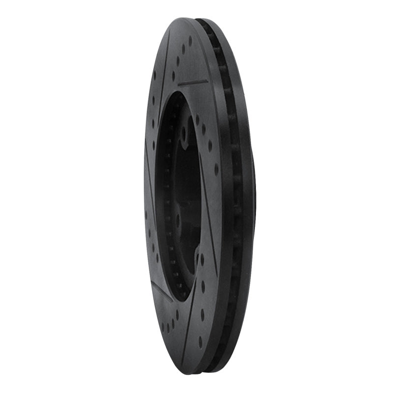 R1 86-89 Toyota Van Front Right Drilled & Slotted Black Brake Rotor-Brake Rotors - Slot & Drilled-Grocery Getter Performance