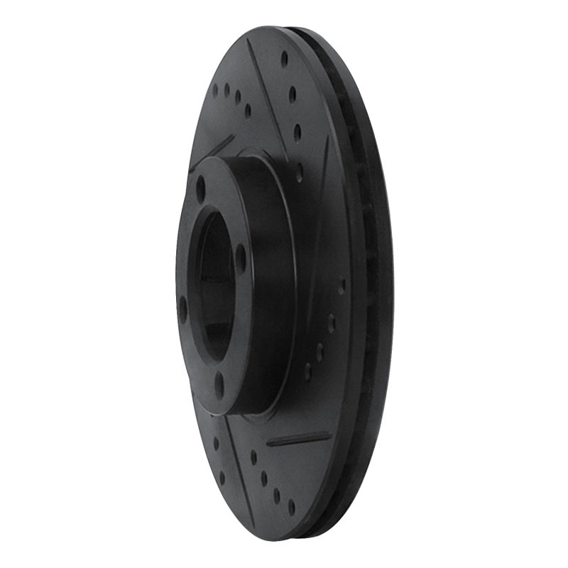 R1 86-89 Toyota Van Front Right Drilled & Slotted Black Brake Rotor-Brake Rotors - Slot & Drilled-Grocery Getter Performance