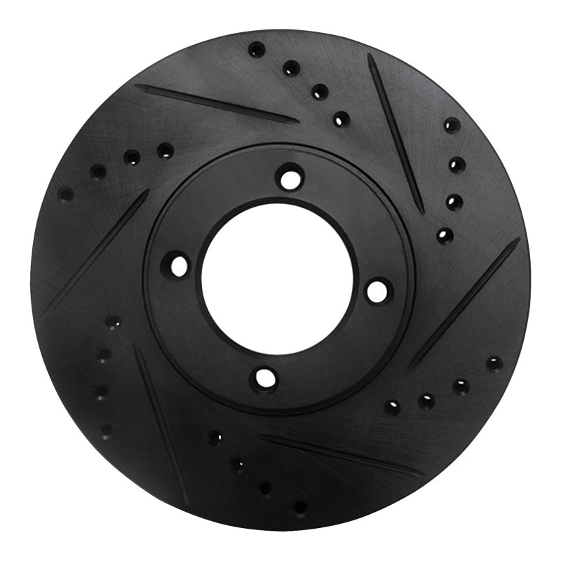 R1 86-89 Toyota Van Front Right Drilled & Slotted Black Brake Rotor-Brake Rotors - Slot & Drilled-Grocery Getter Performance