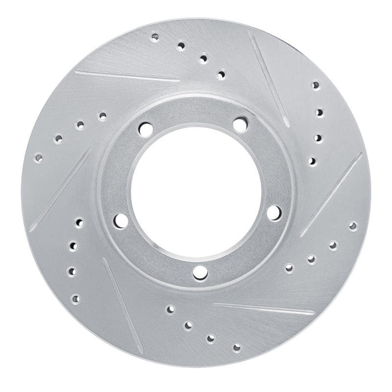 R1 86-89 Toyota Van Front Right Drilled & Slotted Silver Brake Rotor-Brake Rotors - Slot & Drilled-Grocery Getter Performance