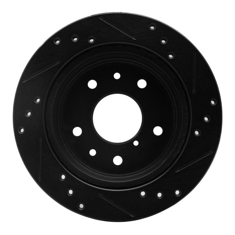R1 86-91 Mazda RX-7 Rear Left Drilled & Slotted Black Brake Rotor-Brake Rotors - Slot & Drilled-Grocery Getter Performance