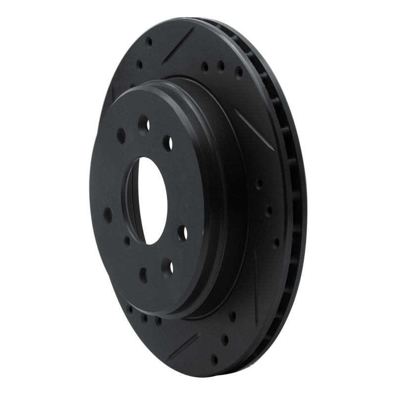 R1 86-91 Mazda RX-7 Rear Left Drilled & Slotted Black Brake Rotor-Brake Rotors - Slot & Drilled-Grocery Getter Performance