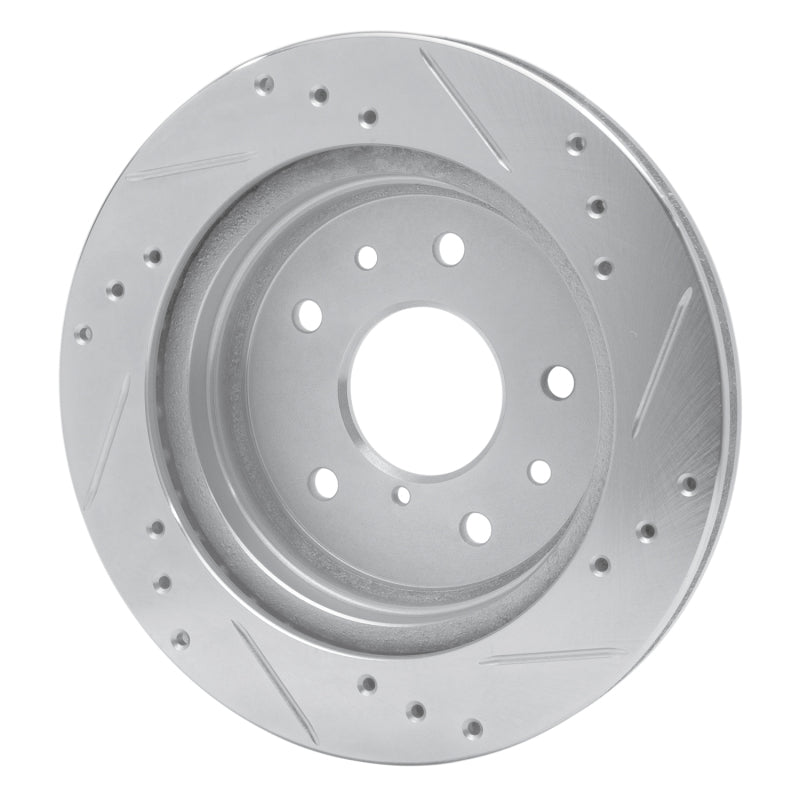 R1 86-91 Mazda RX-7 Rear Left Drilled & Slotted Silver Brake Rotor-Brake Rotors - Slot & Drilled-Grocery Getter Performance