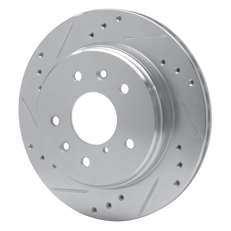 R1 86-91 Mazda RX-7 Rear Left Drilled & Slotted Silver Brake Rotor-Brake Rotors - Slot & Drilled-Grocery Getter Performance