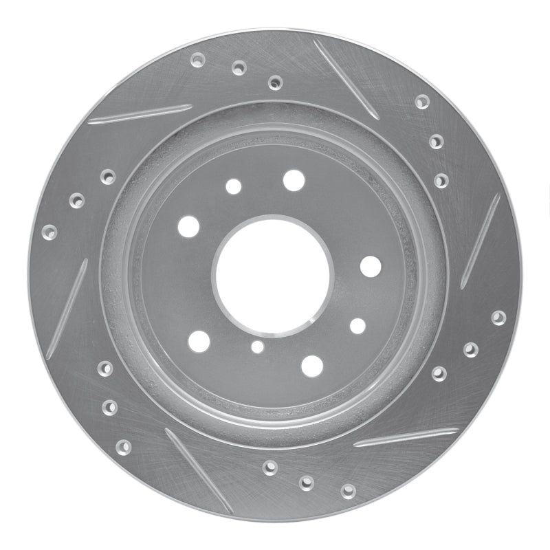 R1 86-91 Mazda RX-7 Rear Left Drilled & Slotted Silver Brake Rotor-Brake Rotors - Slot & Drilled-Grocery Getter Performance