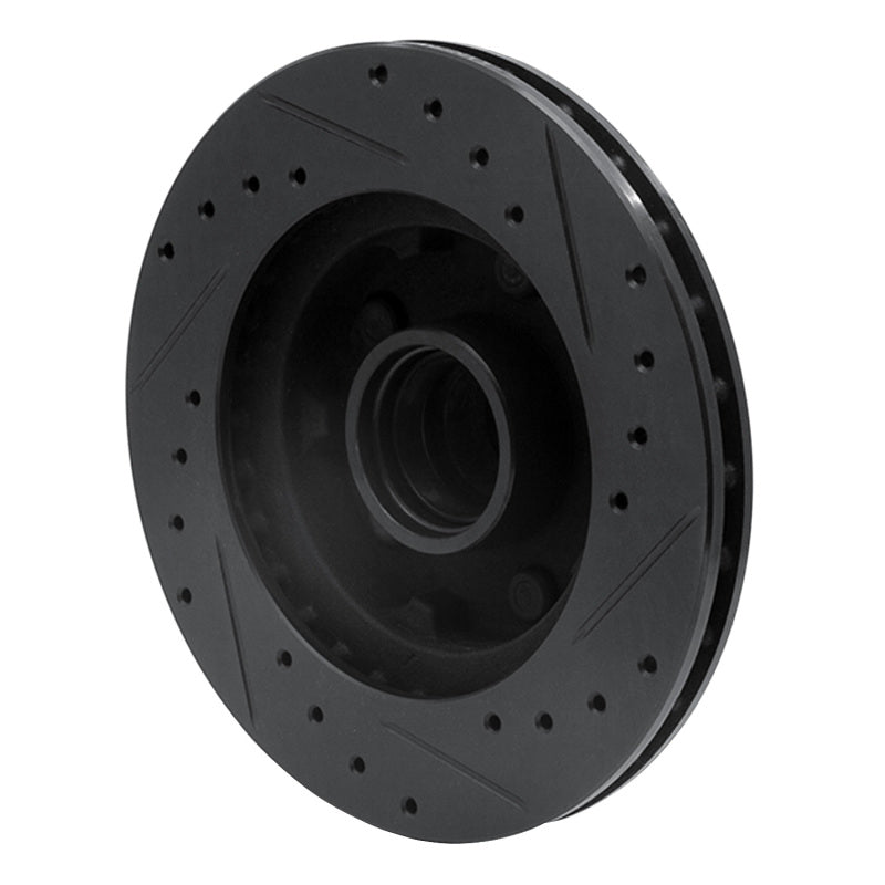 R1 86-92 Ford Bronco II Front Left Drilled & Slotted Black Brake Rotor-Brake Rotors - Slot & Drilled-Grocery Getter Performance