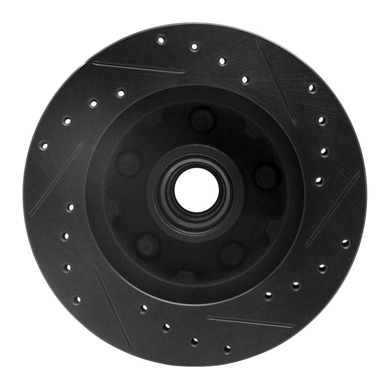 R1 86-92 Ford Bronco II Front Left Drilled & Slotted Black Brake Rotor-Brake Rotors - Slot & Drilled-Grocery Getter Performance