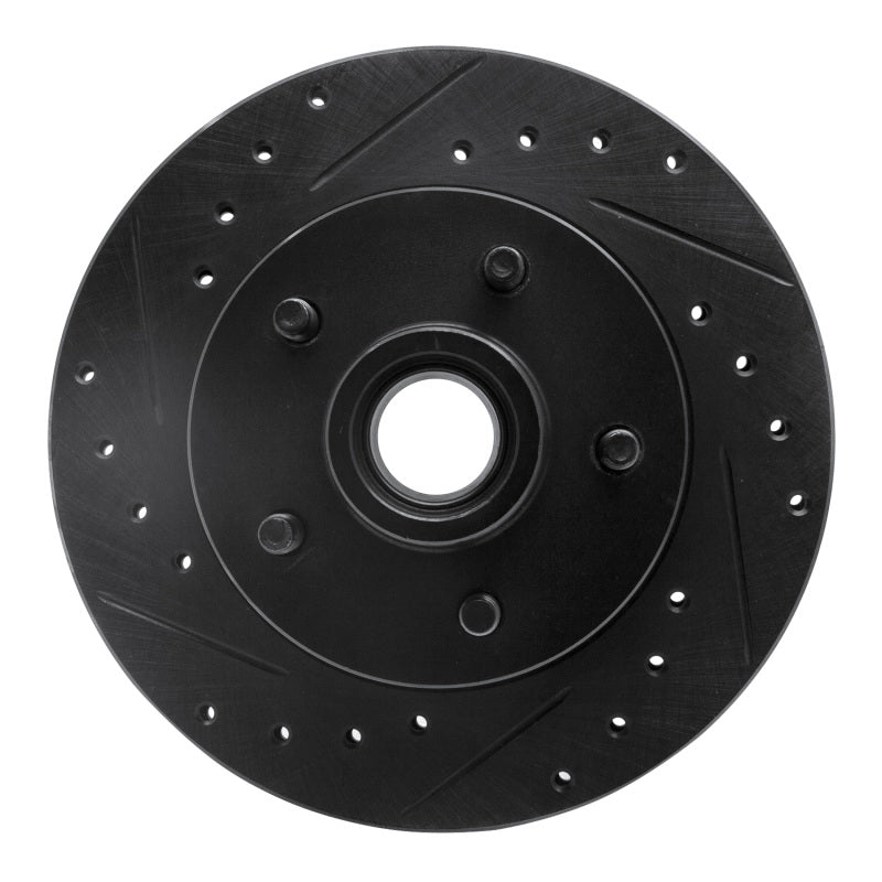 R1 86-92 Ford Bronco II Front Left Drilled & Slotted Black Brake Rotor-Brake Rotors - Slot & Drilled-Grocery Getter Performance
