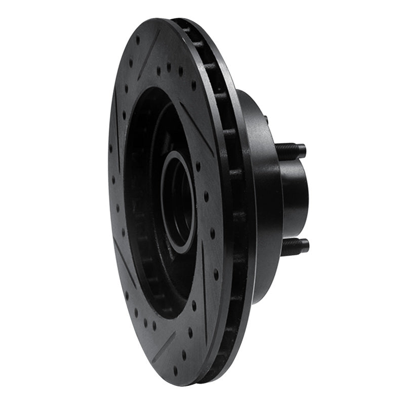 R1 86-92 Ford Bronco II Front Right Drilled & Slotted Black Brake Rotor-Brake Rotors - Slot & Drilled-Grocery Getter Performance
