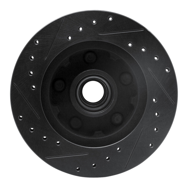 R1 86-92 Ford Bronco II Front Right Drilled & Slotted Black Brake Rotor-Brake Rotors - Slot & Drilled-Grocery Getter Performance