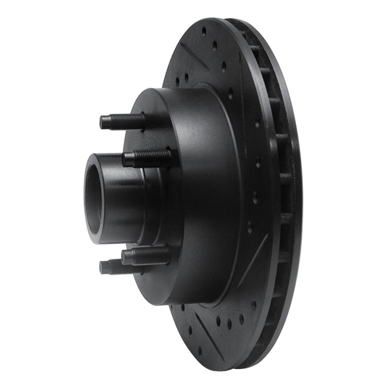 R1 86-92 Ford Bronco II Front Right Drilled & Slotted Black Brake Rotor-Brake Rotors - Slot & Drilled-Grocery Getter Performance