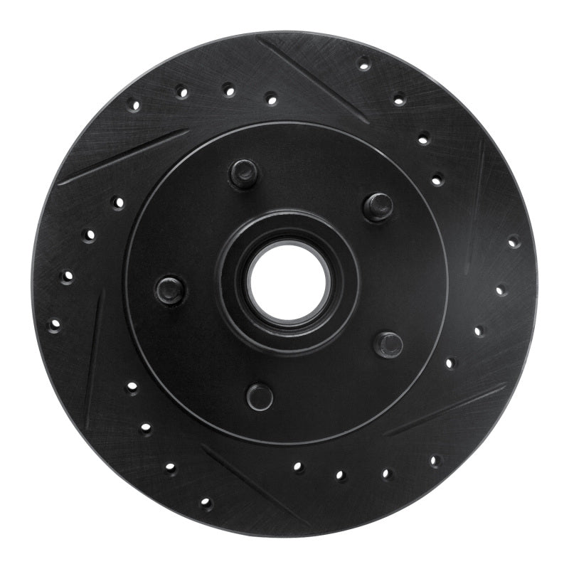 R1 86-92 Ford Bronco II Front Right Drilled & Slotted Black Brake Rotor-Brake Rotors - Slot & Drilled-Grocery Getter Performance