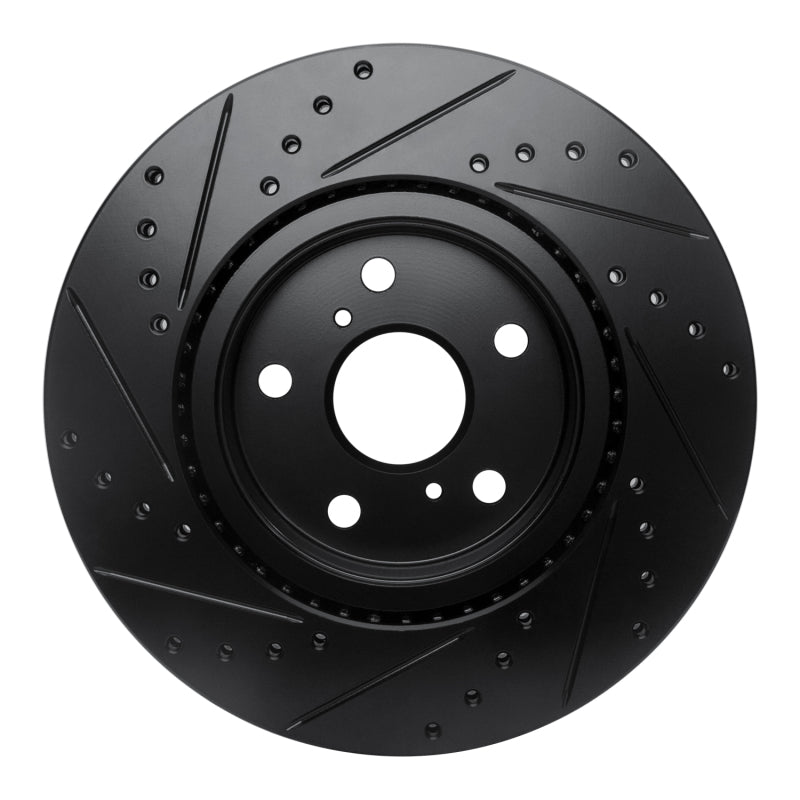 R1 86-92 Toyota Supra Front Right Drilled & Slotted Black Brake Rotor-Brake Rotors - Slot & Drilled-Grocery Getter Performance