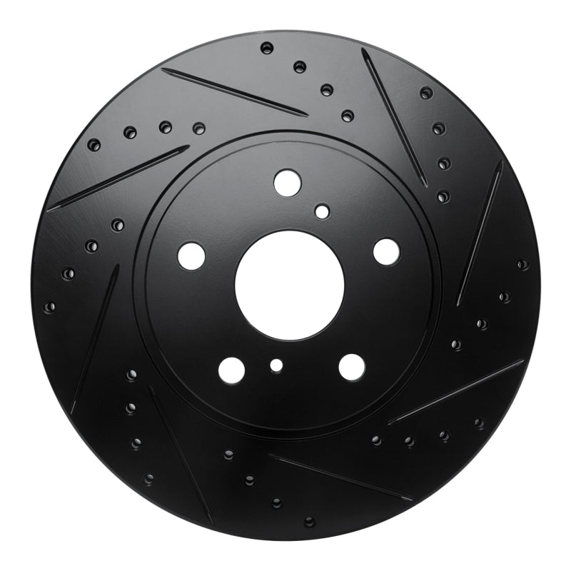 R1 86-92 Toyota Supra Front Right Drilled & Slotted Black Brake Rotor-Brake Rotors - Slot & Drilled-Grocery Getter Performance